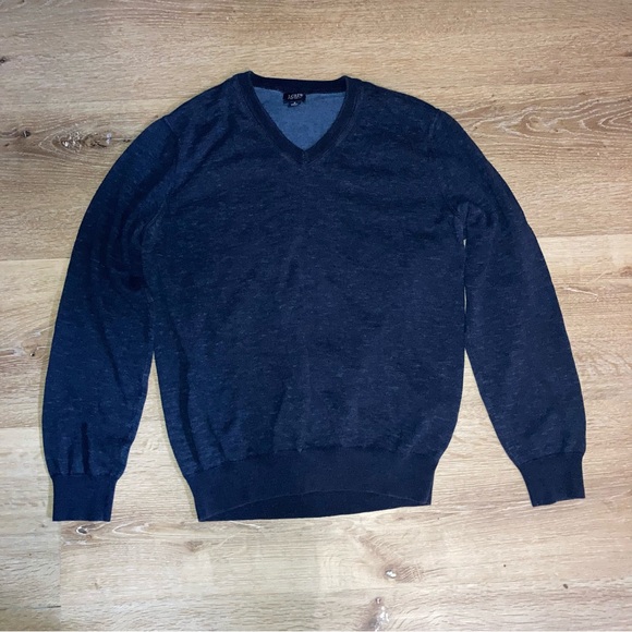 J.CREW 100% Cotton Men's Navy Blue V-Neck Sweater Size Small Preppy 90S Pullover - Picture 2 of 11